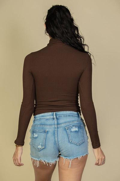 Ribbed Turtleneck Long Sleeve Top (CAPELLA) - 1Caribbeanmall