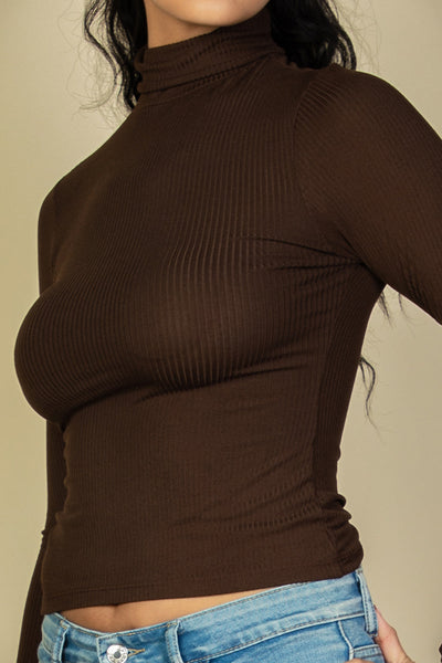 Ribbed Turtleneck Long Sleeve Top (CAPELLA) - 1Caribbeanmall