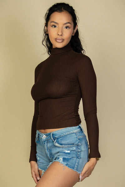 Ribbed Turtleneck Long Sleeve Top (CAPELLA) - 1Caribbeanmall