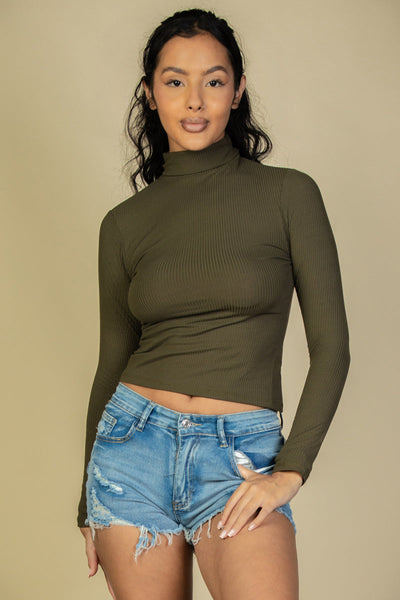 Ribbed Turtleneck Long Sleeve Top (CAPELLA) - 1Caribbeanmall