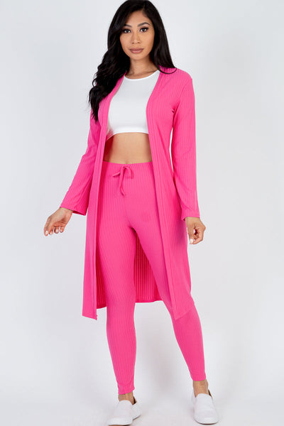 Ribbed Long Cardigan & Leggings Set (CAPELLA) - 1Caribbeanmall