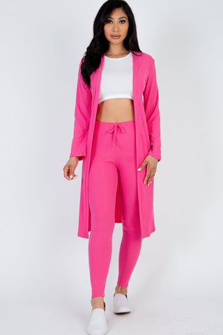 Ribbed Long Cardigan & Leggings Set (CAPELLA) - 1Caribbeanmall