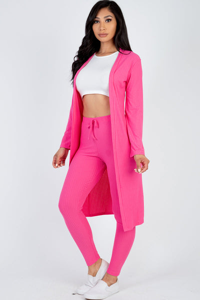 Ribbed Long Cardigan & Leggings Set (CAPELLA) - 1Caribbeanmall