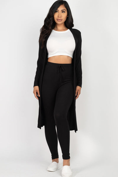 Ribbed Long Cardigan & Leggings Set (CAPELLA) - 1Caribbeanmall