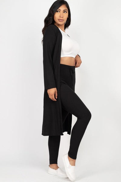 Ribbed Long Cardigan & Leggings Set (CAPELLA) - 1Caribbeanmall