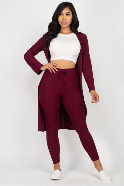 Ribbed Long Cardigan & Leggings Set (CAPELLA) - 1Caribbeanmall