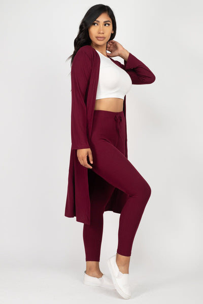 Ribbed Long Cardigan & Leggings Set (CAPELLA) - 1Caribbeanmall