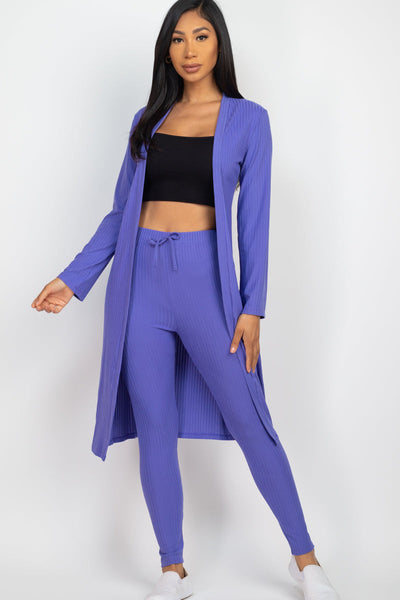 Ribbed Long Cardigan & Leggings Set (CAPELLA) - 1Caribbeanmall