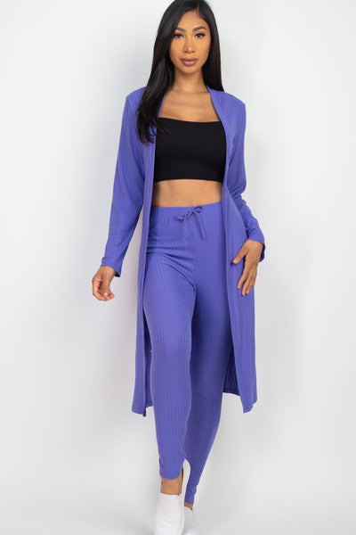 Ribbed Long Cardigan & Leggings Set (CAPELLA) - 1Caribbeanmall