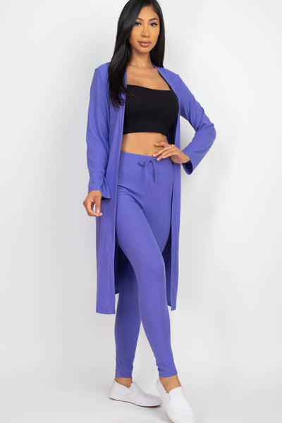 Ribbed Long Cardigan & Leggings Set (CAPELLA) - 1Caribbeanmall