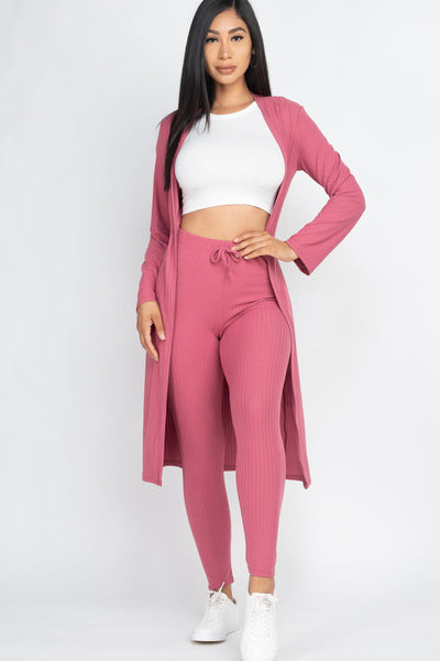 Ribbed Long Cardigan & Leggings Set (CAPELLA) - 1Caribbeanmall