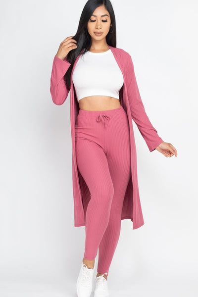 Ribbed Long Cardigan & Leggings Set (CAPELLA) - 1Caribbeanmall