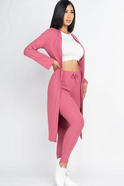 Ribbed Long Cardigan & Leggings Set (CAPELLA) - 1Caribbeanmall