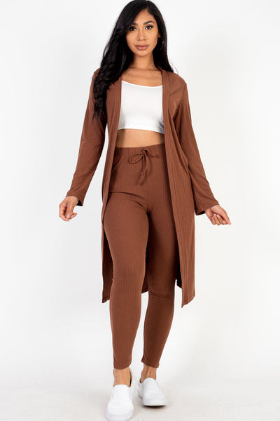 Ribbed Long Cardigan & Leggings Set (CAPELLA) - 1Caribbeanmall