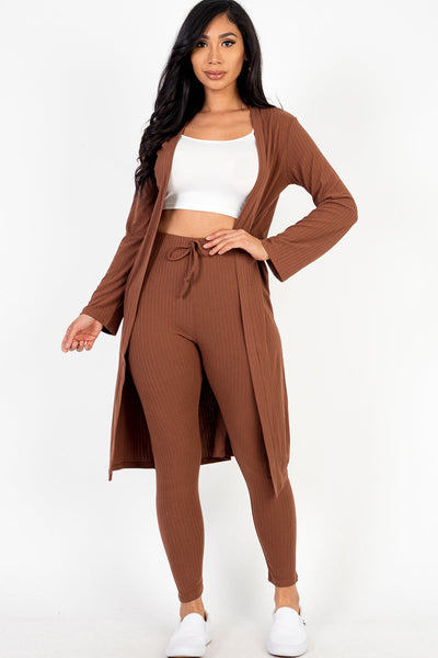 Ribbed Long Cardigan & Leggings Set (CAPELLA) - 1Caribbeanmall