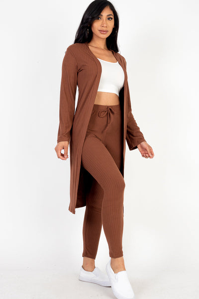 Ribbed Long Cardigan & Leggings Set (CAPELLA) - 1Caribbeanmall