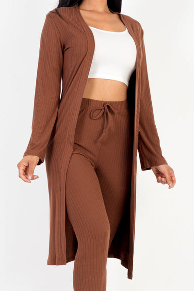 Ribbed Long Cardigan & Leggings Set (CAPELLA) - 1Caribbeanmall