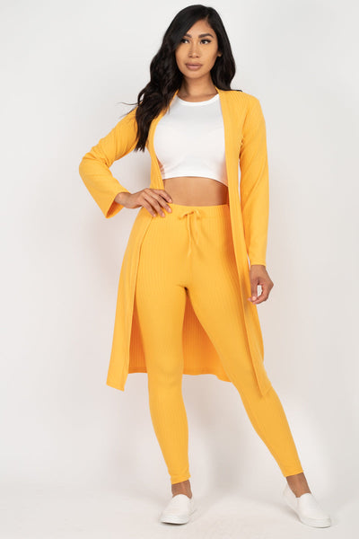 Ribbed Long Cardigan & Leggings Set (CAPELLA) - 1Caribbeanmall