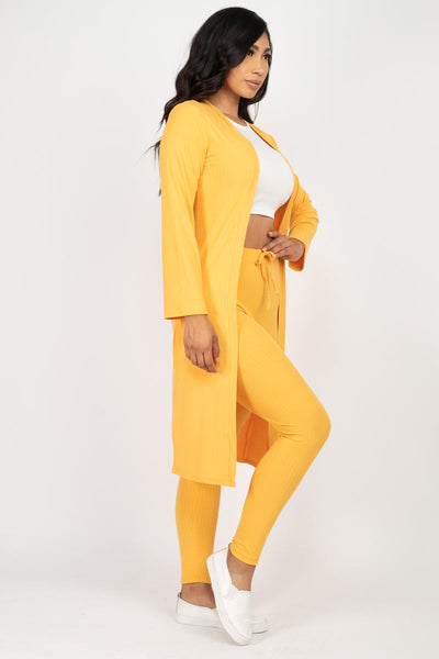 Ribbed Long Cardigan & Leggings Set (CAPELLA) - 1Caribbeanmall