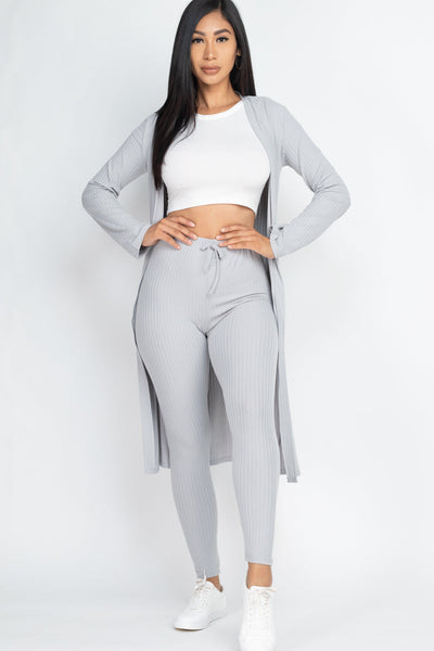 Ribbed Long Cardigan & Leggings Set (CAPELLA) - 1Caribbeanmall