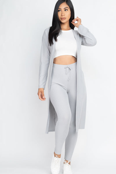 Ribbed Long Cardigan & Leggings Set (CAPELLA) - 1Caribbeanmall