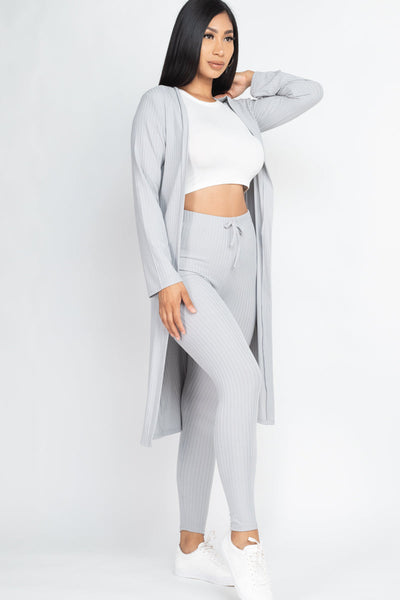 Ribbed Long Cardigan & Leggings Set (CAPELLA) - 1Caribbeanmall