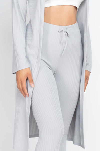 Ribbed Long Cardigan & Leggings Set (CAPELLA) - 1Caribbeanmall