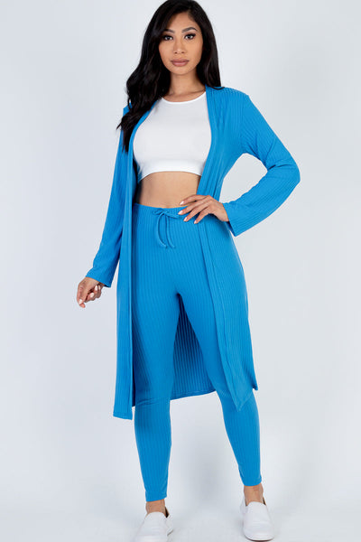 Ribbed Long Cardigan & Leggings Set (CAPELLA) - 1Caribbeanmall