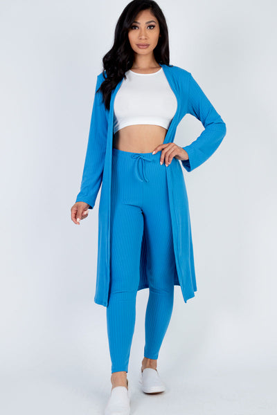 Ribbed Long Cardigan & Leggings Set (CAPELLA) - 1Caribbeanmall