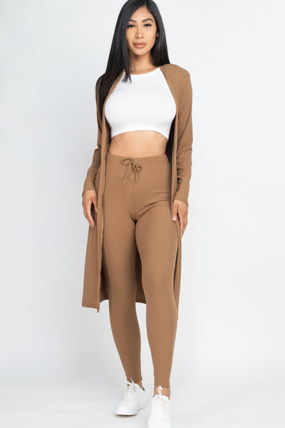 Ribbed Long Cardigan & Leggings Set (CAPELLA) - 1Caribbeanmall