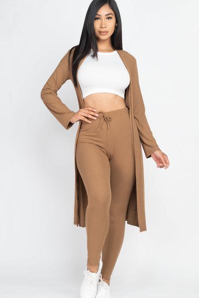 Ribbed Long Cardigan & Leggings Set (CAPELLA) - 1Caribbeanmall