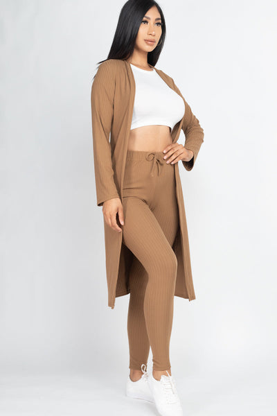 Ribbed Long Cardigan & Leggings Set (CAPELLA) - 1Caribbeanmall