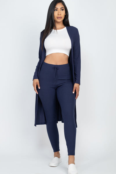 Ribbed Long Cardigan & Leggings Set (CAPELLA) - 1Caribbeanmall