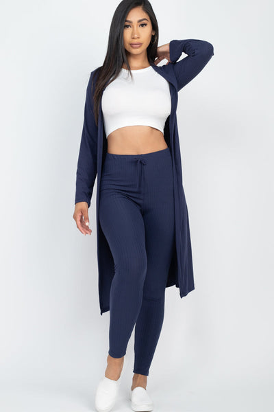 Ribbed Long Cardigan & Leggings Set (CAPELLA) - 1Caribbeanmall