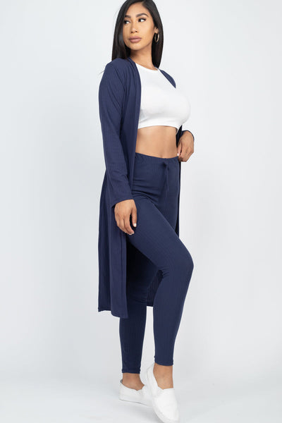 Ribbed Long Cardigan & Leggings Set (CAPELLA) - 1Caribbeanmall