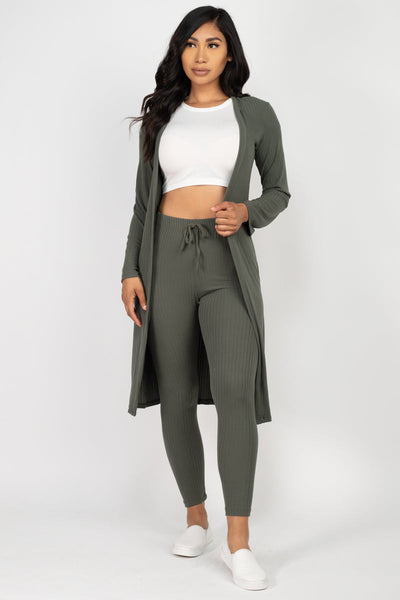 Ribbed Long Cardigan & Leggings Set (CAPELLA) - 1Caribbeanmall