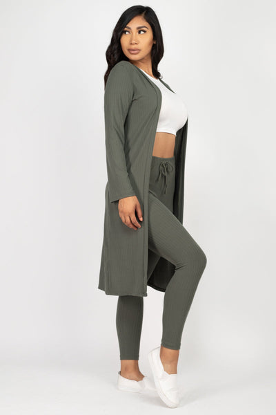 Ribbed Long Cardigan & Leggings Set (CAPELLA) - 1Caribbeanmall