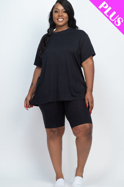 Plus Size Loose Fit Top&Biker Shorts Set (CAPELLA) - 1Caribbeanmall