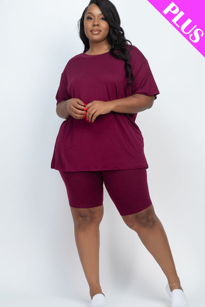 Plus Size Loose Fit Top&Biker Shorts Set (CAPELLA) - 1Caribbeanmall