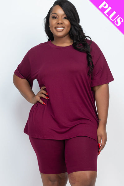 Plus Size Loose Fit Top&Biker Shorts Set (CAPELLA) - 1Caribbeanmall