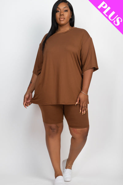 Plus Size Loose Fit Top&Biker Shorts Set (CAPELLA) - 1Caribbeanmall