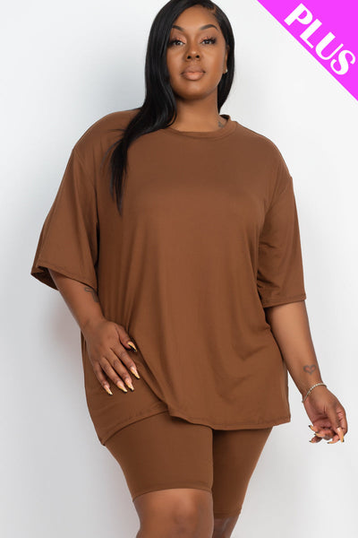 Plus Size Loose Fit Top&Biker Shorts Set (CAPELLA) - 1Caribbeanmall