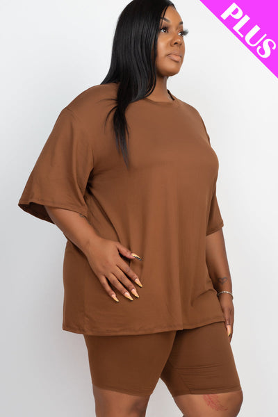 Plus Size Loose Fit Top&Biker Shorts Set (CAPELLA) - 1Caribbeanmall