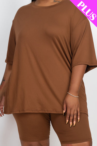 Plus Size Loose Fit Top&Biker Shorts Set (CAPELLA) - 1Caribbeanmall