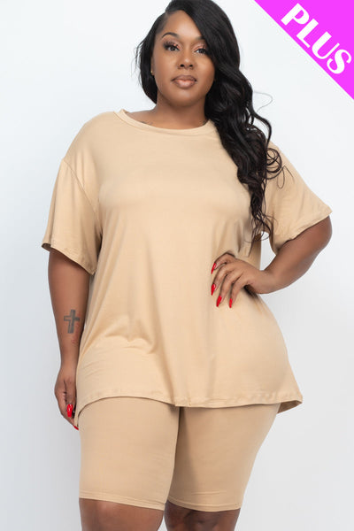 Plus Size Loose Fit Top&Biker Shorts Set (CAPELLA) - 1Caribbeanmall