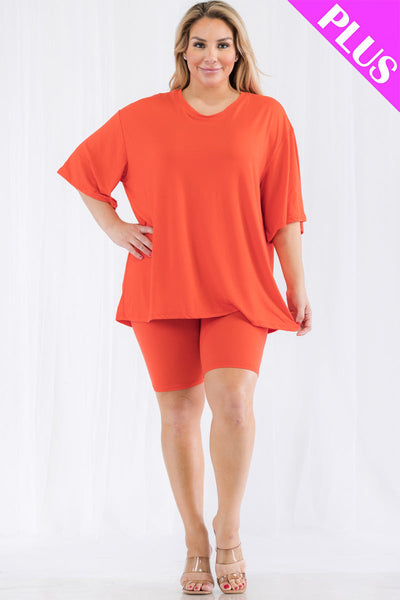 Plus Size Loose Fit Top&Biker Shorts Set (CAPELLA) - 1Caribbeanmall