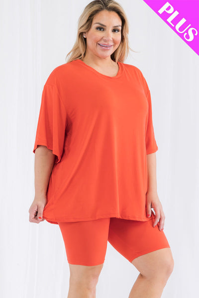 Plus Size Loose Fit Top&Biker Shorts Set (CAPELLA) - 1Caribbeanmall