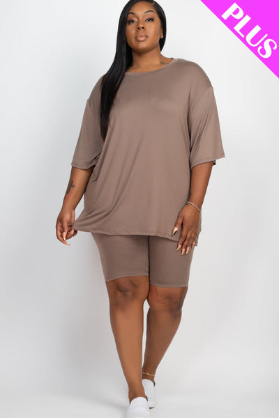 Plus Size Loose Fit Top&Biker Shorts Set (CAPELLA) - 1Caribbeanmall