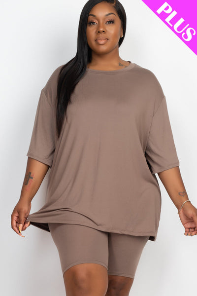 Plus Size Loose Fit Top&Biker Shorts Set (CAPELLA) - 1Caribbeanmall