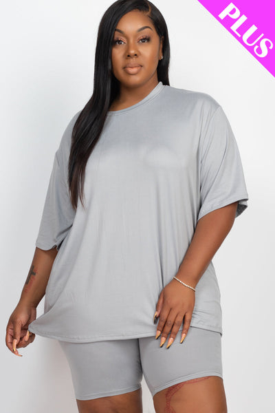 Plus Size Loose Fit Top&Biker Shorts Set (CAPELLA) - 1Caribbeanmall